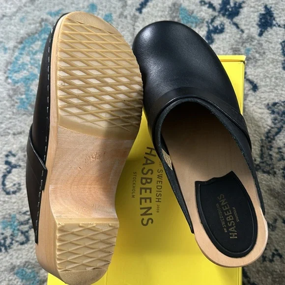 Black Swedish HASBEENS clogs. Size 38. - Picture 8 of 9